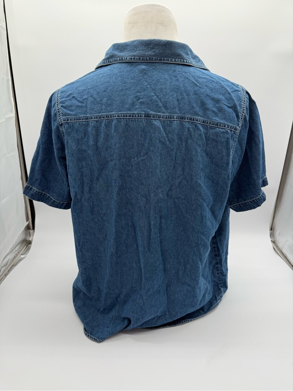 Vintage Y2K Looney Tunes Tweety Bird Denim Shirt Embroidered Naughty Nice 90s 2X - Picture 9 of 16